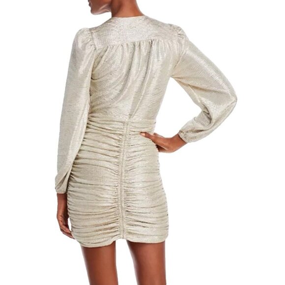 Spring & Mercer Metallic Silver Long Sleeve Sheath Cocktail Party Dress L NWT - Picture 3 of 11